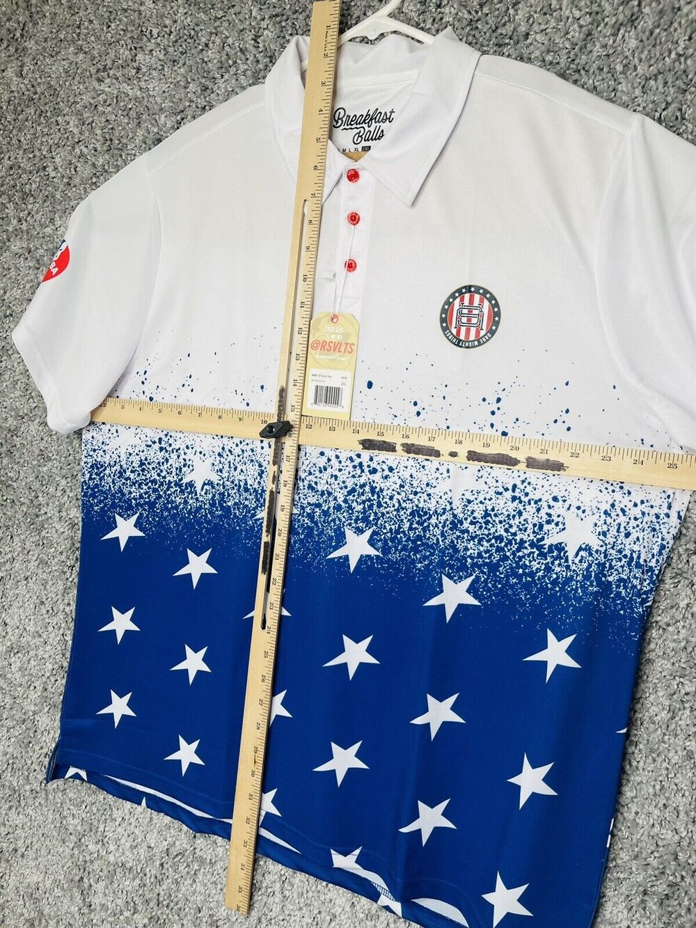 Men's RSVLTS NWBA Shirt Polo Ace Ol Glory 2XL Breakfast Balls Polyamide